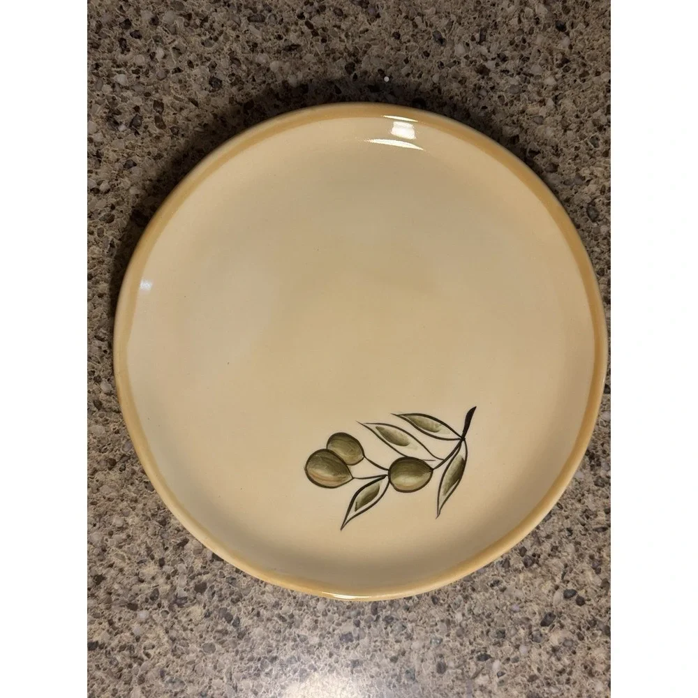 Pottery Barn RUSTIC OLIVE Salad Dessert Plates Italian Olives SET OF 4